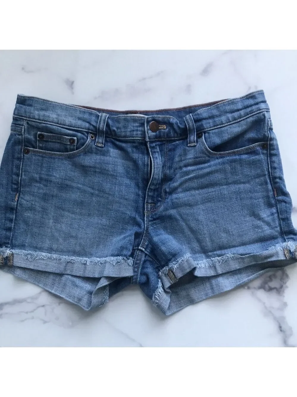 J. Crew Denim Jean Shorts Stretch Fit Cuffed Size 28 - Picture 7 of 9